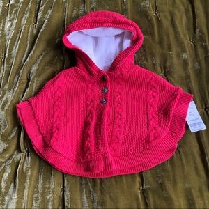 •SOLD• NWT Carter’s Red Knit Hooded Cape 9 Months